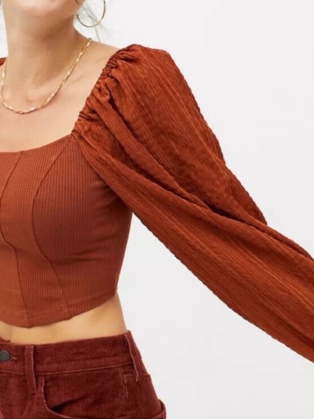 UO Rust Colored Claudia blouse romantic
